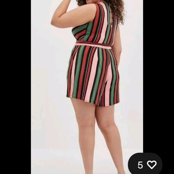 ⚘️⚘️Torrid Studio Knit Surplice Romper Sz 3x Colorful Stripe Tie Keyhole Back - Picture 2 of 6